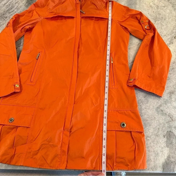 Rainforest Packable Travel Hooded Rain Coat Orange w/ Gold Accents size Medium - Picture 10 of 10